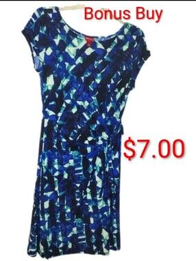 $7.00 w/Purchase  Blue Abstract Wrap Style Dress Merona